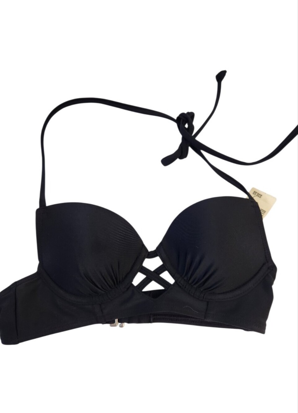 New Aeropostale Black Padded Strappy Bikini Top XS Halter Strap Tie